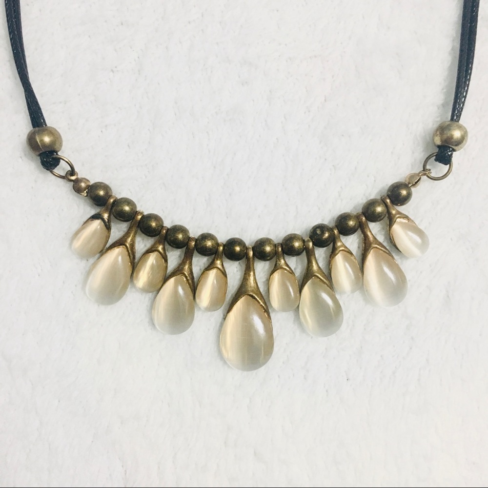 Teardrop Stone Date Night Statement Necklace Costume Jewelry - Picture 5 of 6